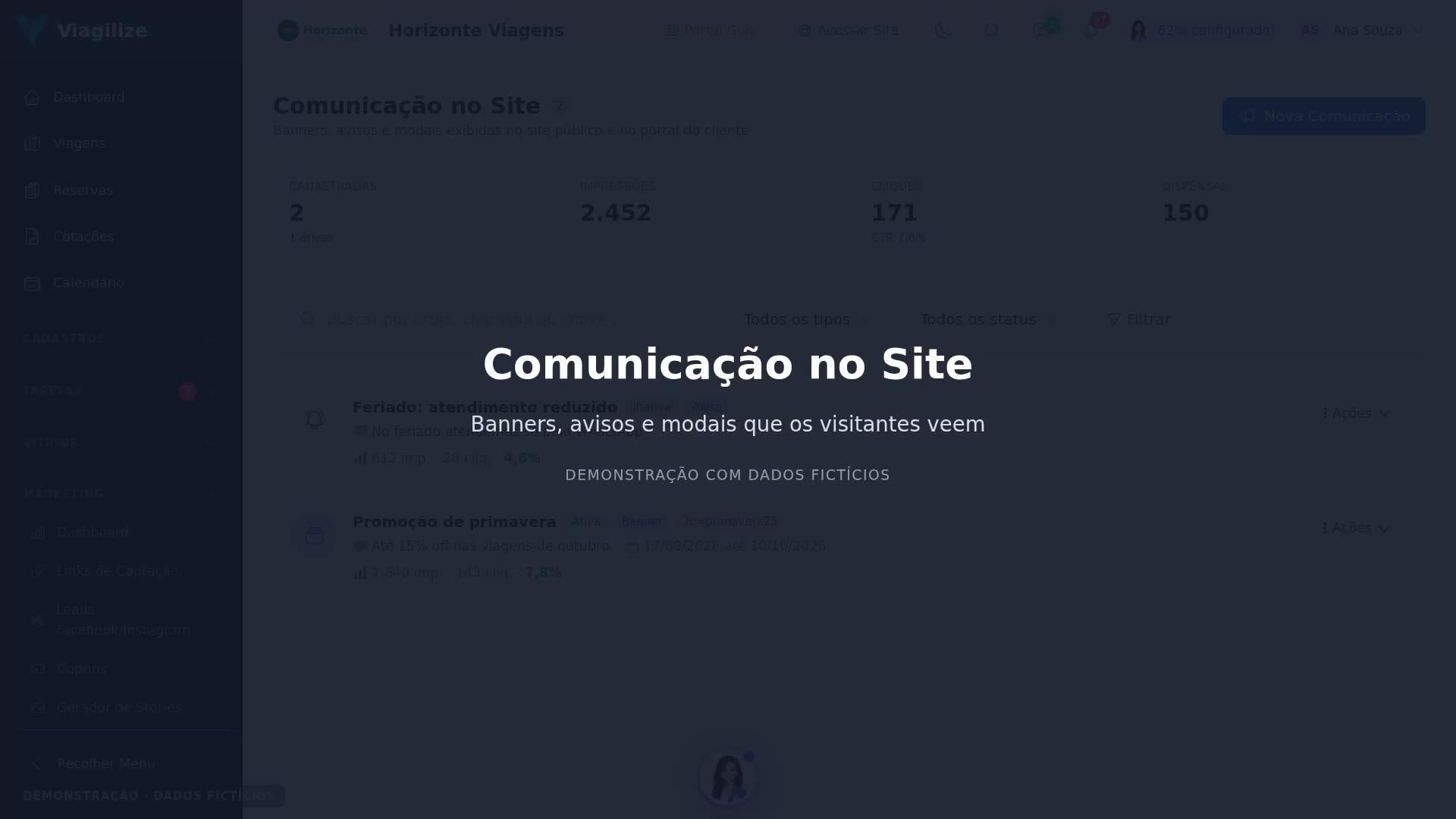 A lista de Comunicação no Site
