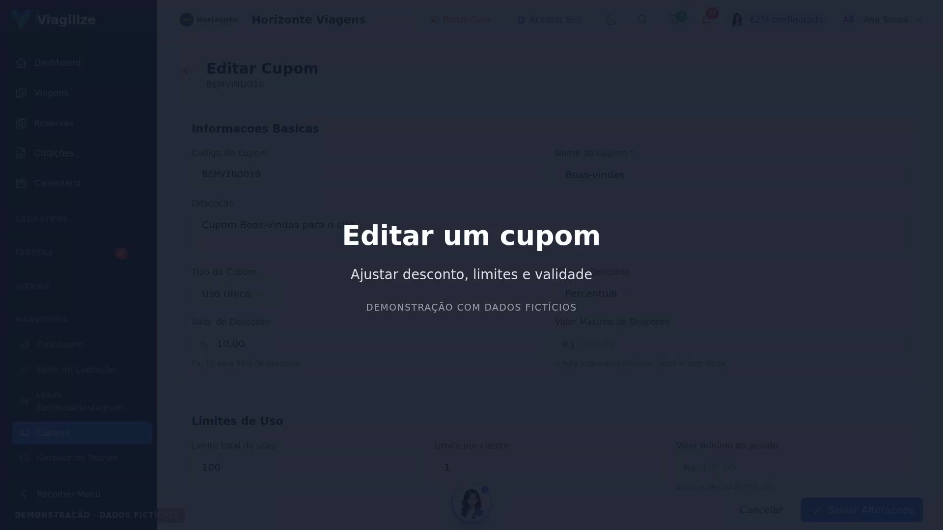 Editar um cupom