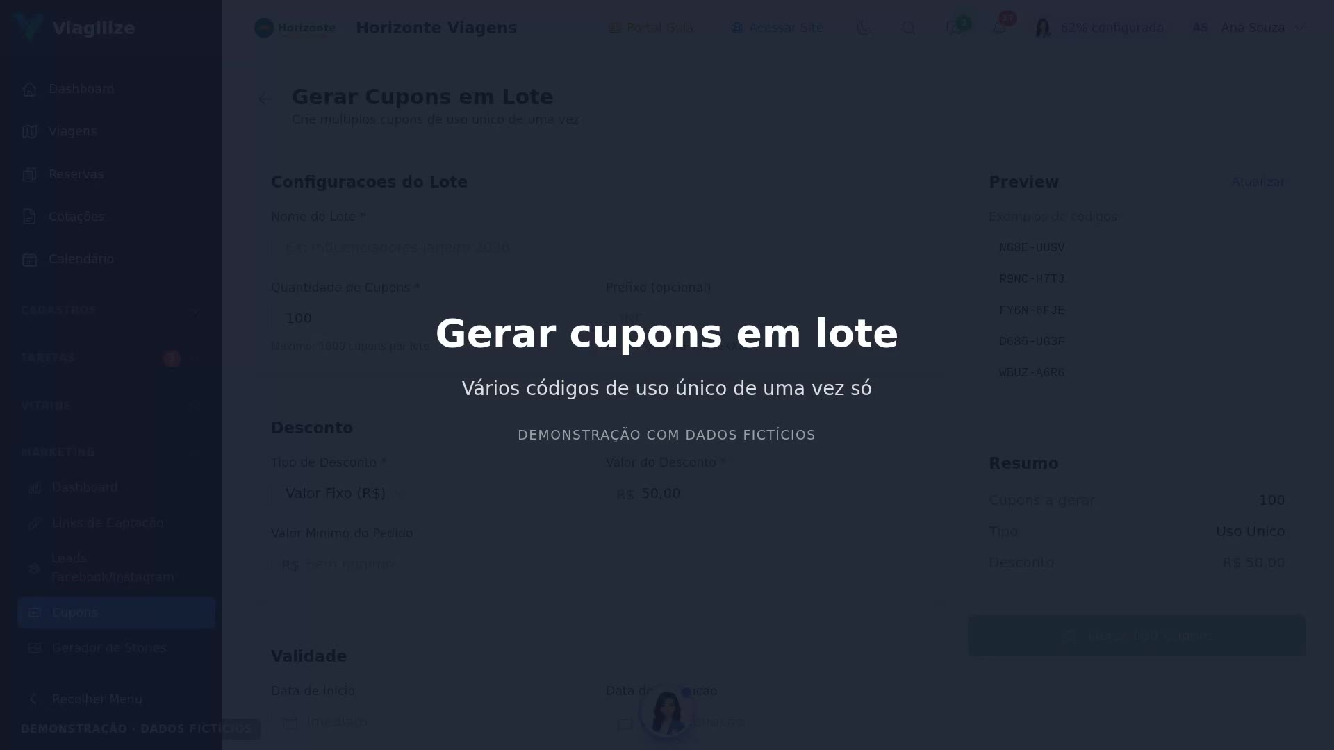 Gerar cupons em lote