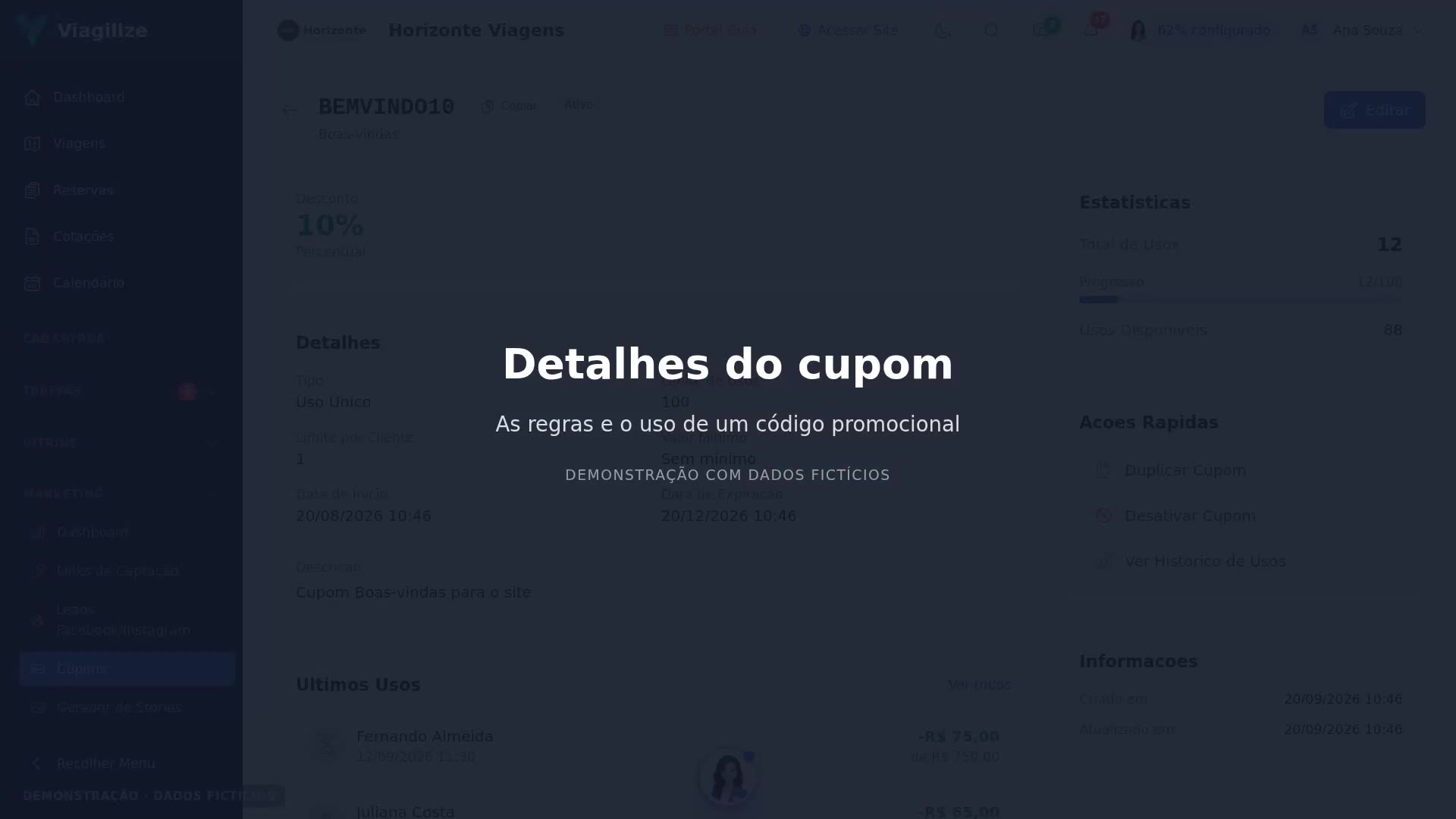 Detalhes do cupom