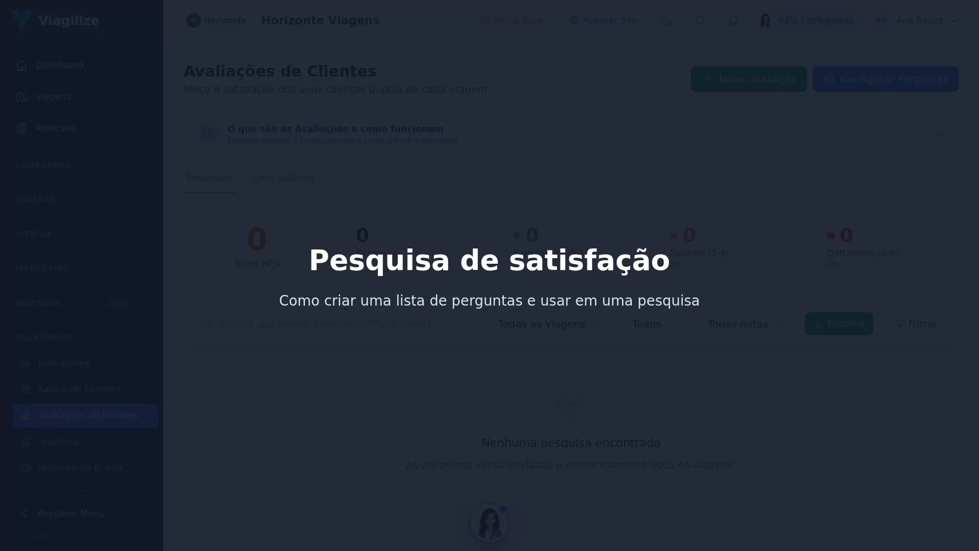 Listas de perguntas do NPS