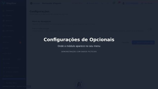 Configurações de Opcionais