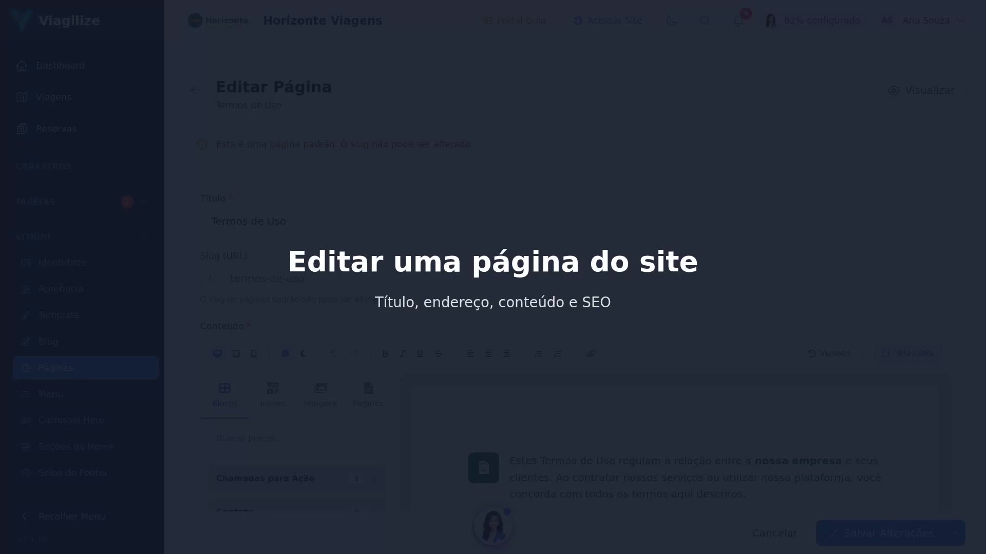 Editar uma página do site