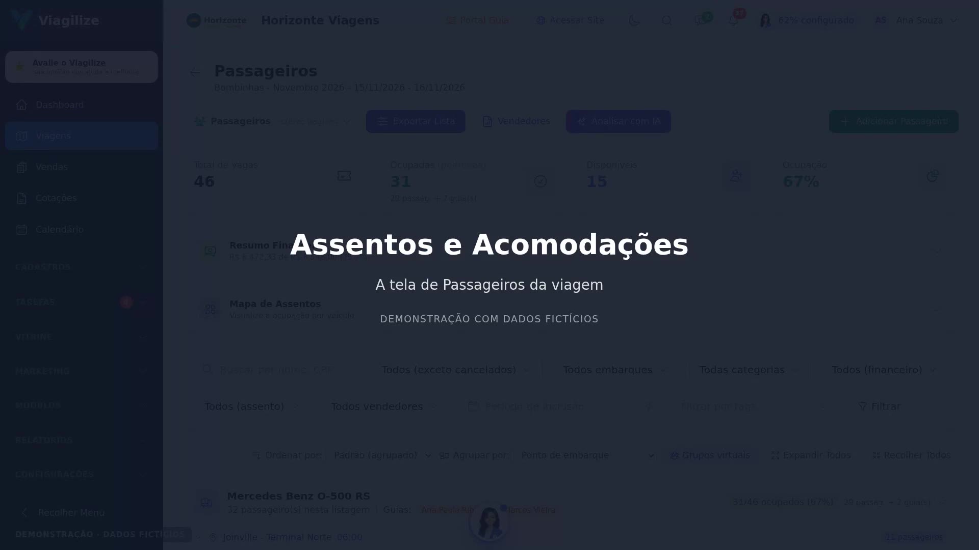 Assentos e Acomodações