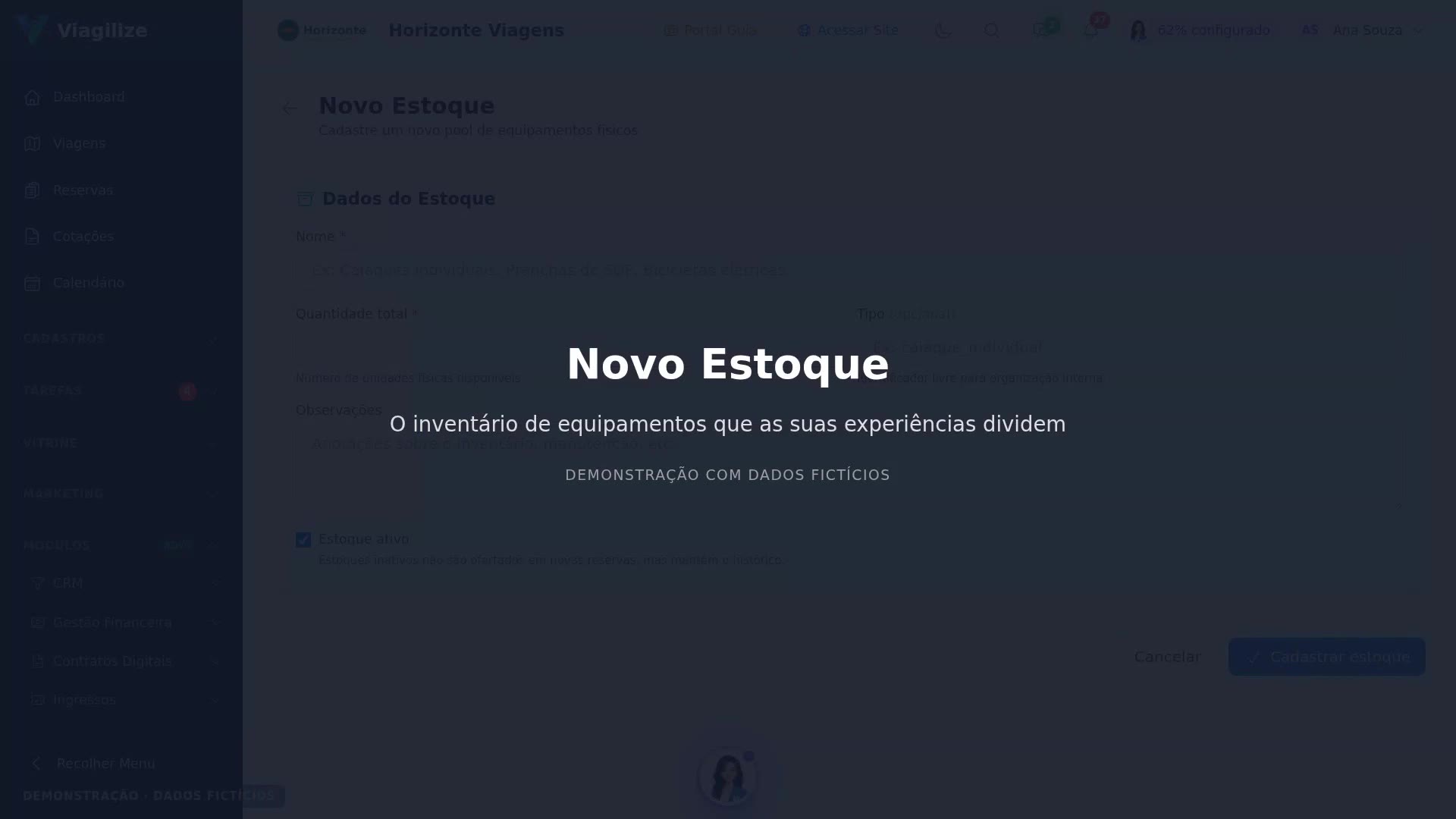 Novo Estoque de equipamentos