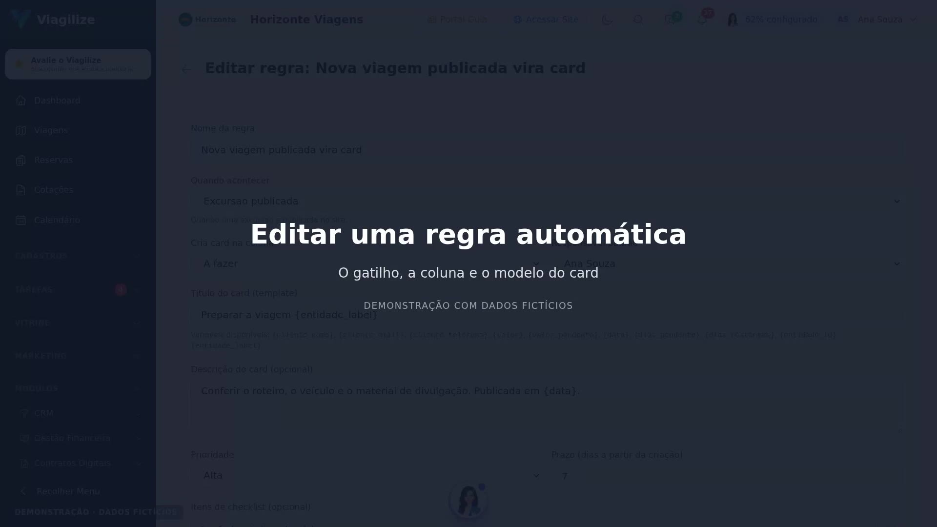 Editar uma regra automática do quadro