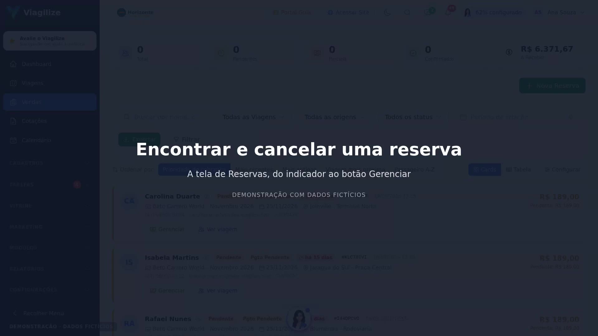 Encontrar e cancelar uma reserva