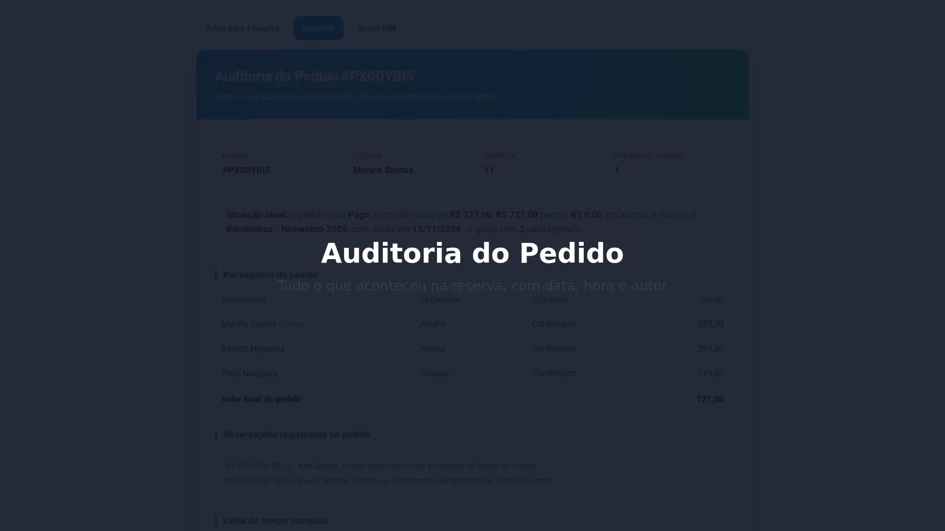 Auditoria do Pedido