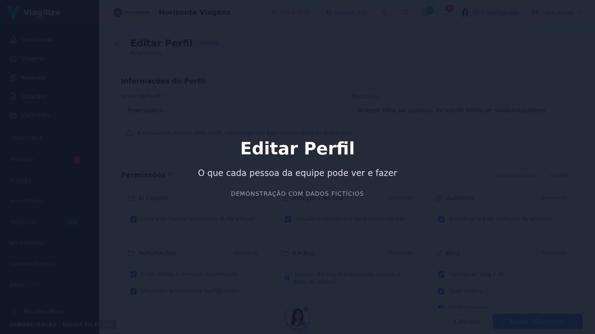 Editar um perfil de acesso