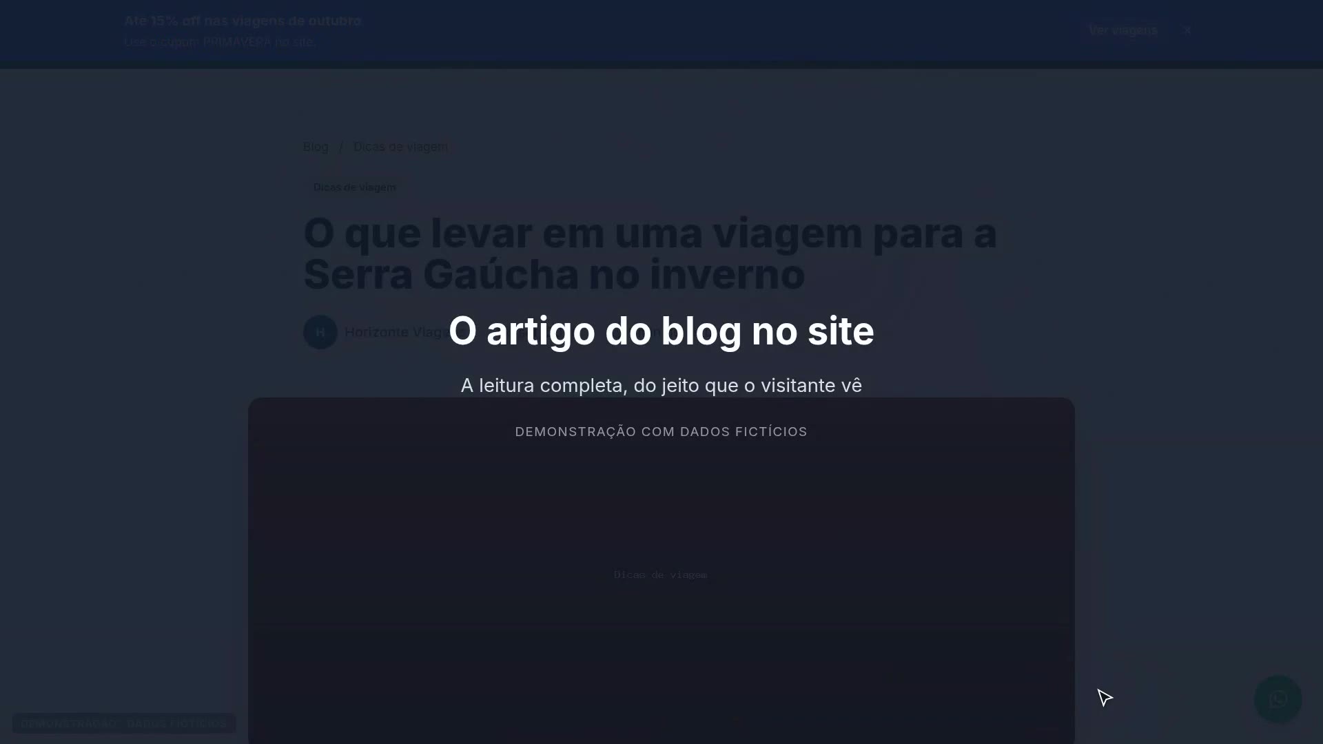 O artigo do blog no site