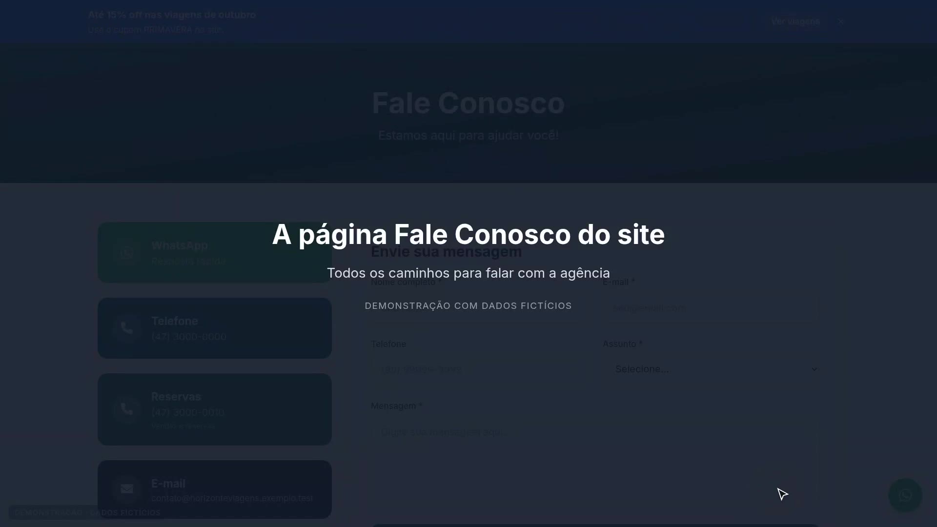 A página Fale Conosco do site