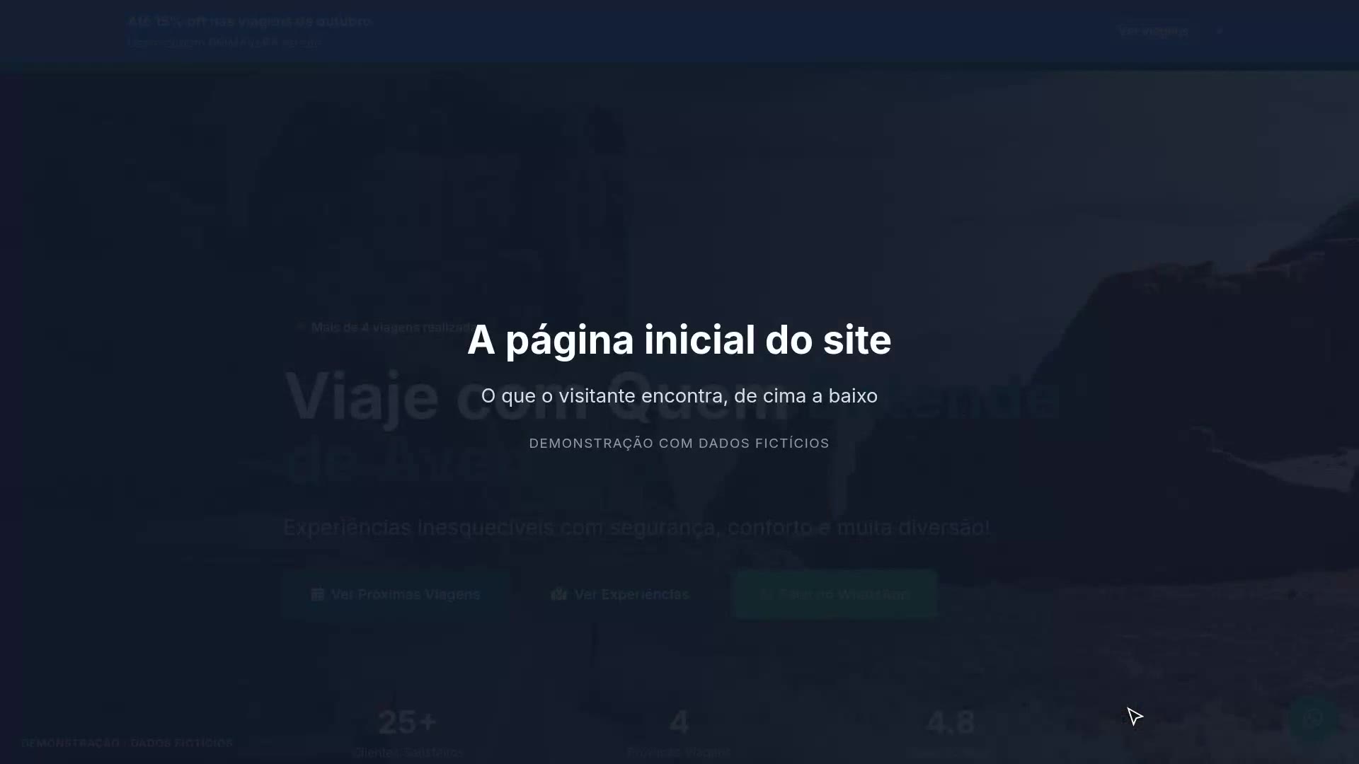 A página inicial do site