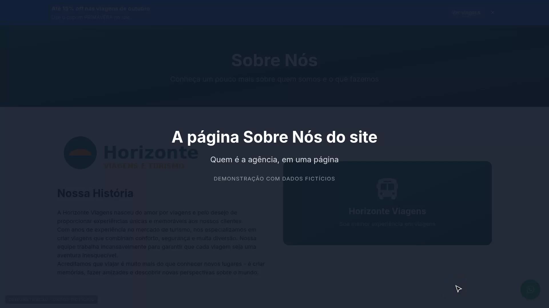 A página Sobre Nós do site