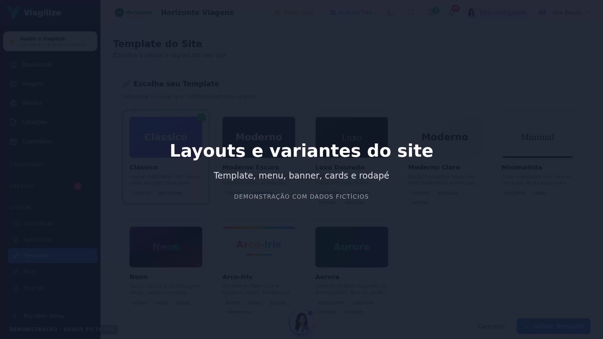 Layouts e variantes do site