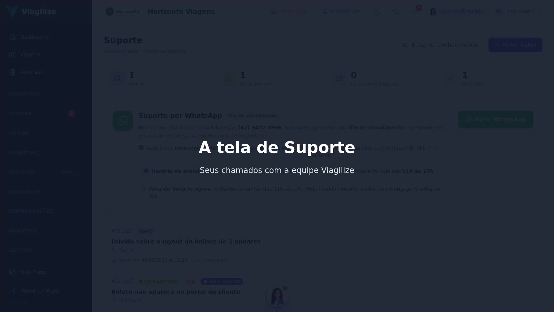 A tela de Suporte