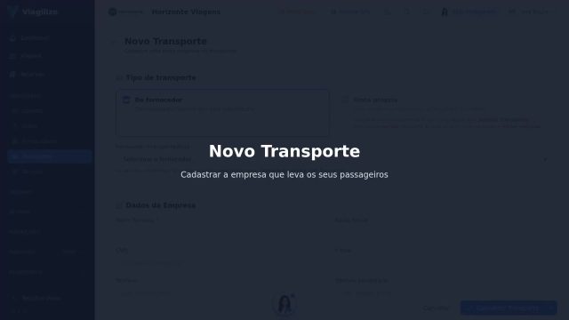 Cadastrar uma empresa de transporte