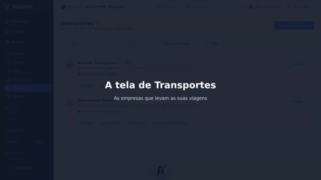 A tela de Transportes