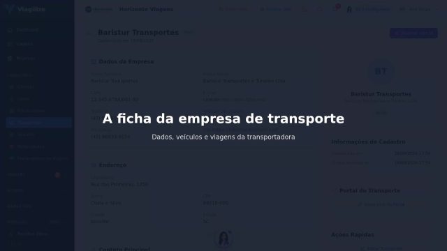 A ficha da empresa de transporte