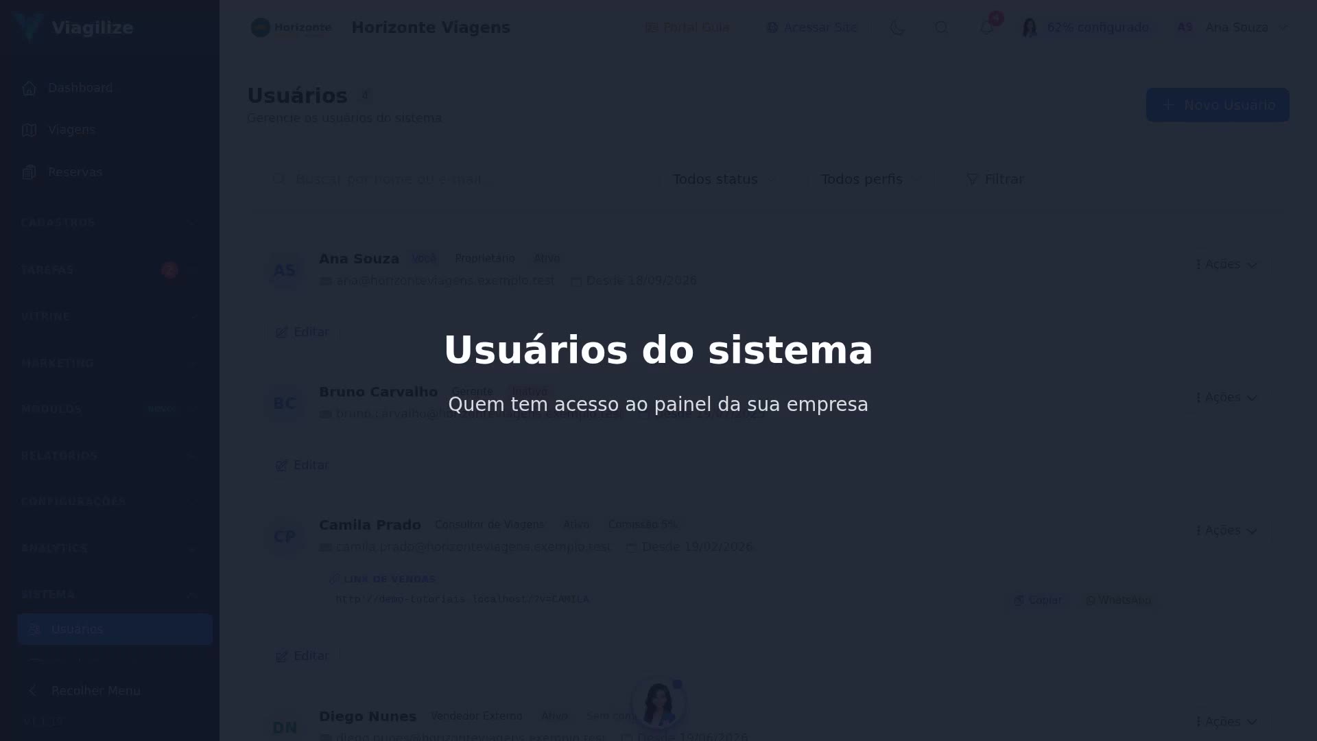 Usuários do sistema
