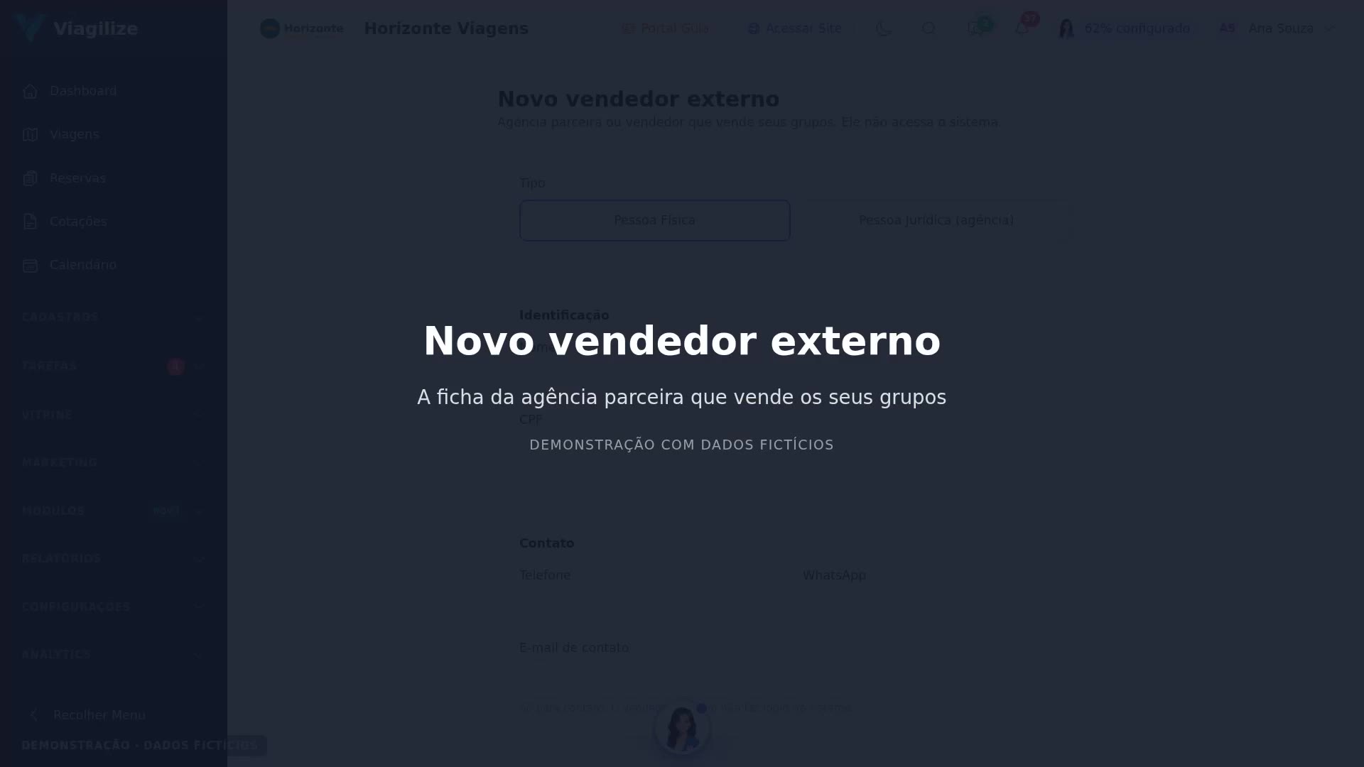 Cadastrar um vendedor externo