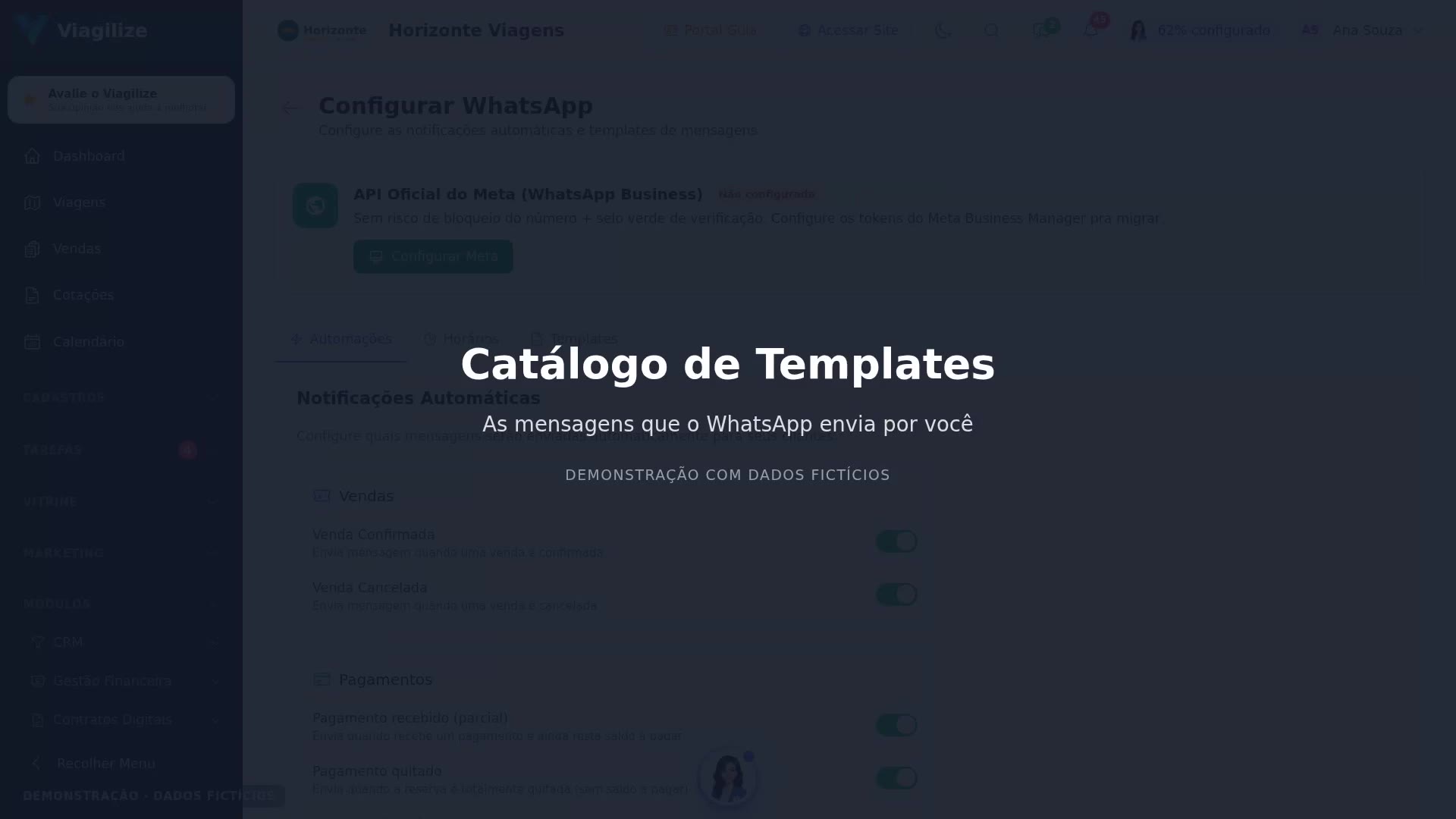Catálogo de templates do WhatsApp